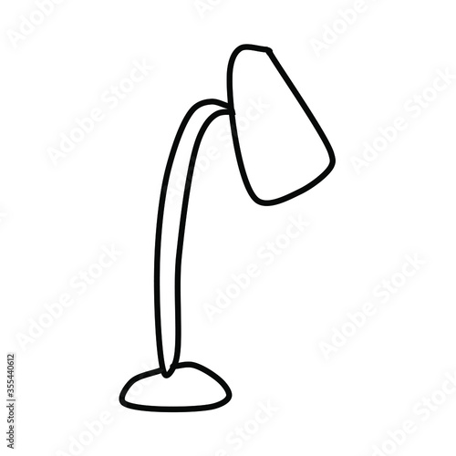 Single table lamp in retro style isolated on a white background. Vector drawing in the Doodle style.