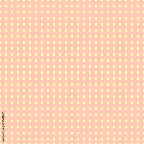 color seamless vector pattern. Abstract repeatable yellow dots on pink background, pattern. Pastel. Seamlessly repeatable.