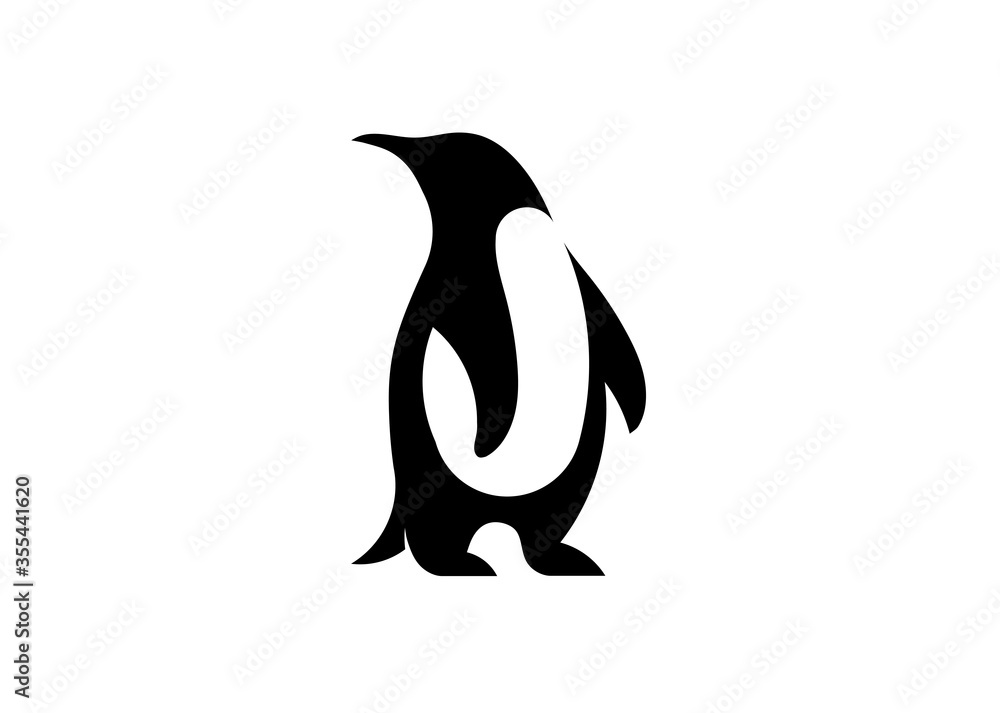 Obraz premium simple silhouette of penguin.penguin bird vector logo, arctic animal symbol