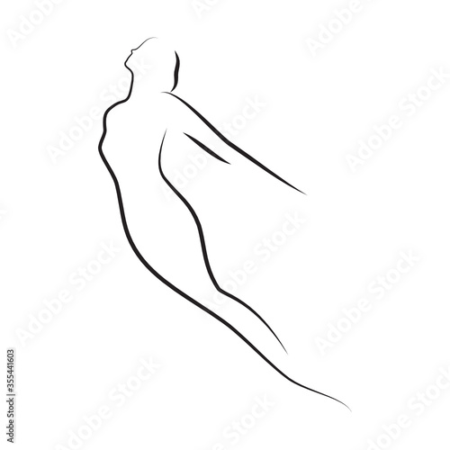  ballet dancer, line style drawing, vector