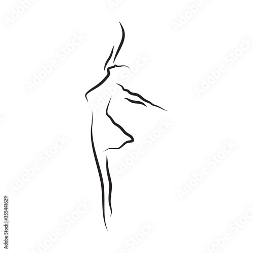  ballet dancer, line style drawing, vector