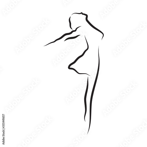  ballet dancer, line style drawing, vector