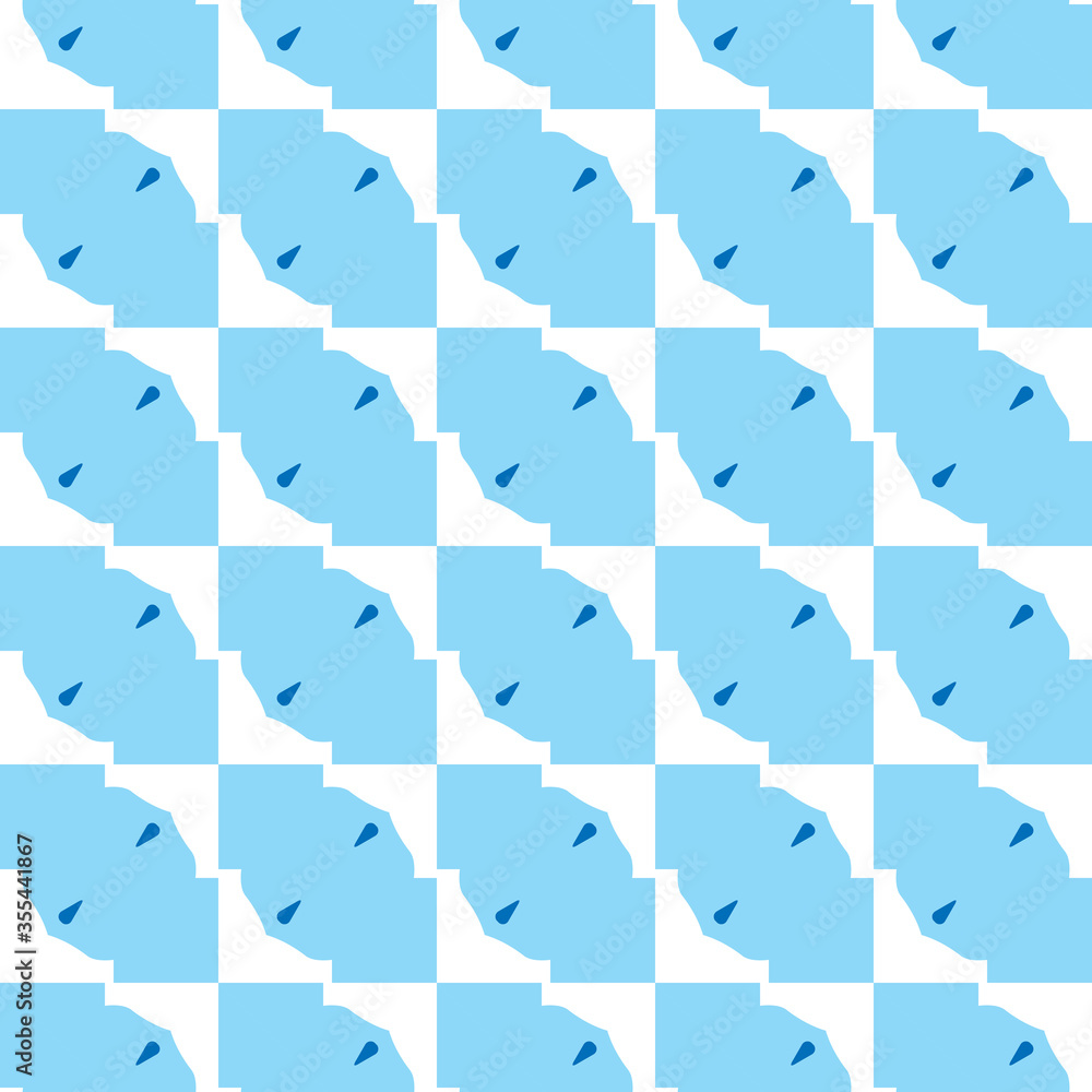 Vector seamless pattern texture background with geometric shapes, colored in blue, white colors.