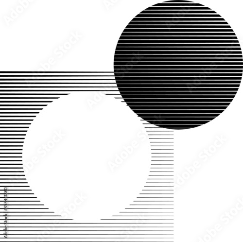 Square Logo with lines. Circle unusual icon Design .Background with Vector stripes .Geometric shape.