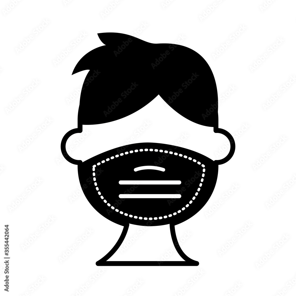 man using face mask silhouette style icon man using face mask silhouette style icon