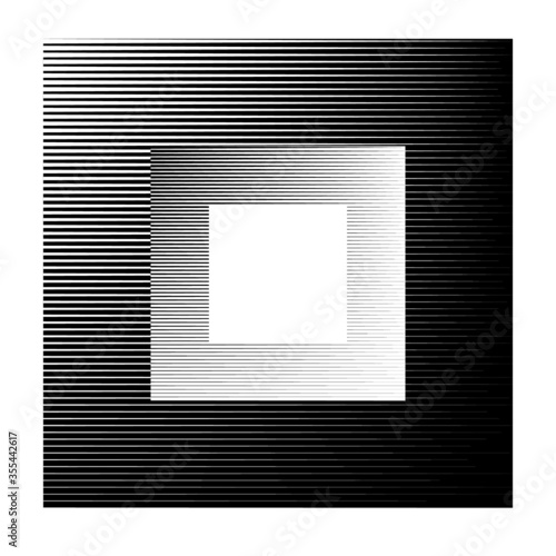 Square Logo with lines. Circle unusual icon Design .Background with Vector stripes .Geometric shape.