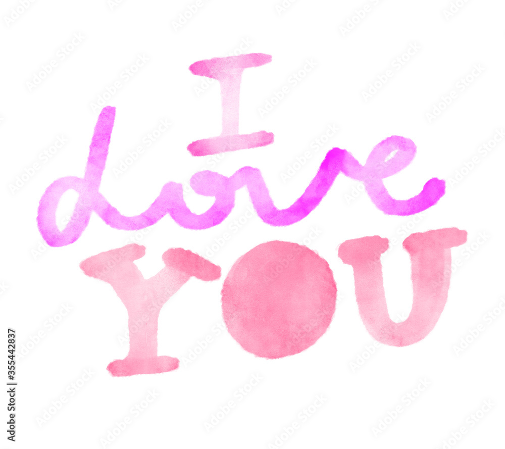 Hand drawn watercolor calligraphy text I Love You for Valentines day, wedding, dating and other and other romantic events. Ink illustration Hand drawn watercolor calligraphy text I Love You for Valentines day, wedding, dating and other and other romantic events. Ink illustration