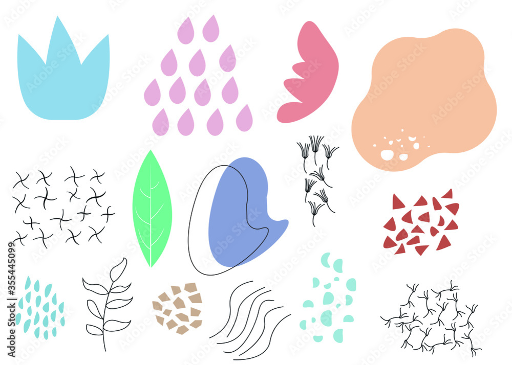 Vector illustration, abstract organic forms, background. Drawn objects of organic origin.