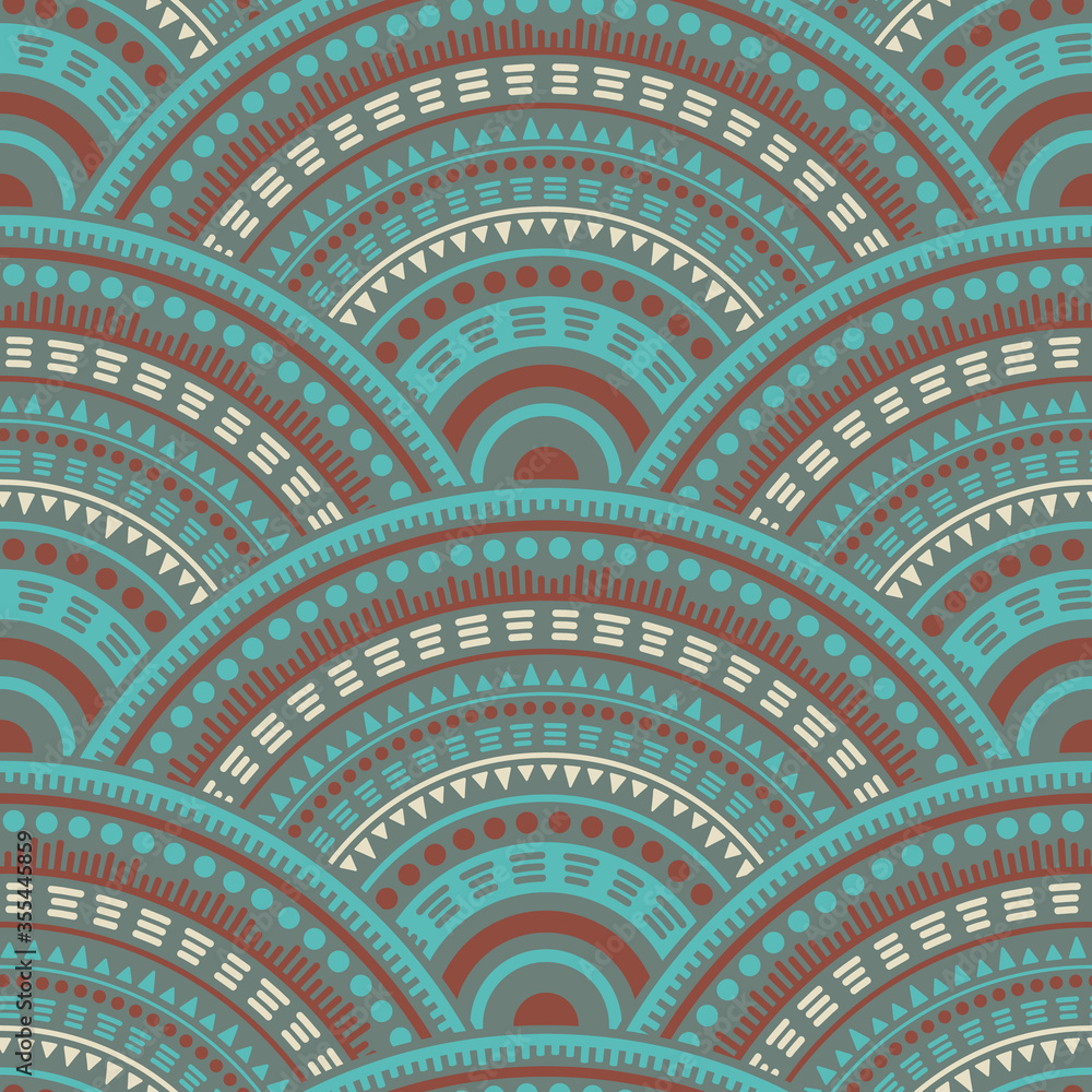 Ethnic circle shapes seamless geometric pattern. Ethnic circle shapes seamless geometric pattern.