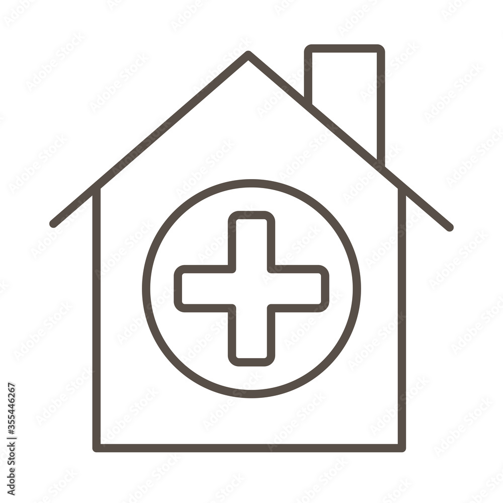 house with cross line style icon house with cross line style icon
