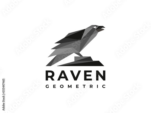 Creative Geometric Raven Crow Bird Polygonal Logo Design Inspiration