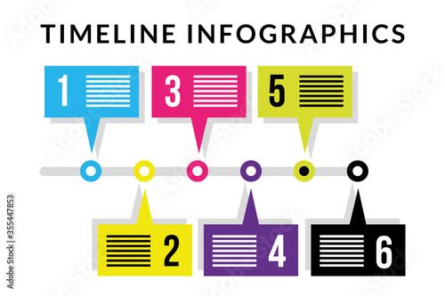 Timeline infographics with numbers bubbles vector design