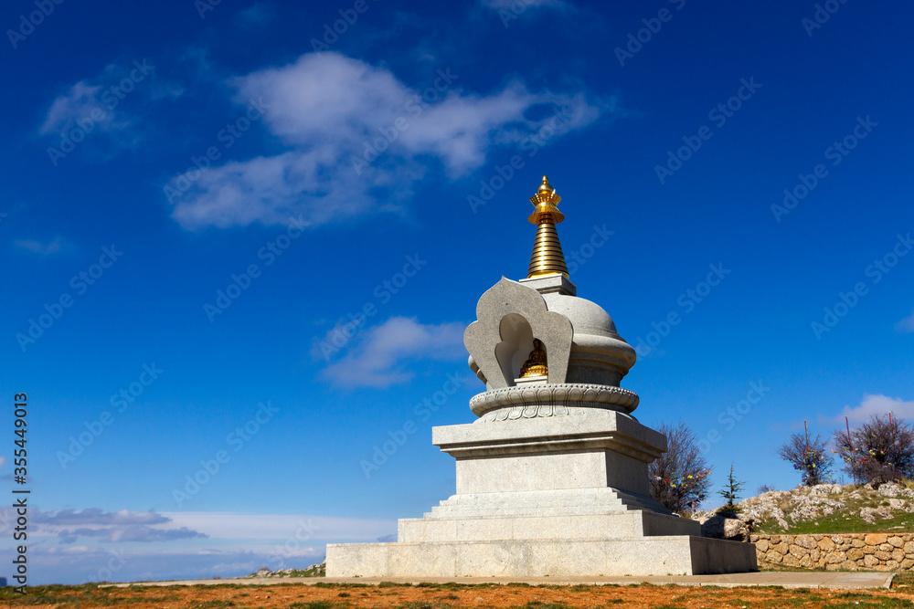 Kalachakra Stupa in Karma Berchen Ling, in Corinth region, Peloponnese, Greece.