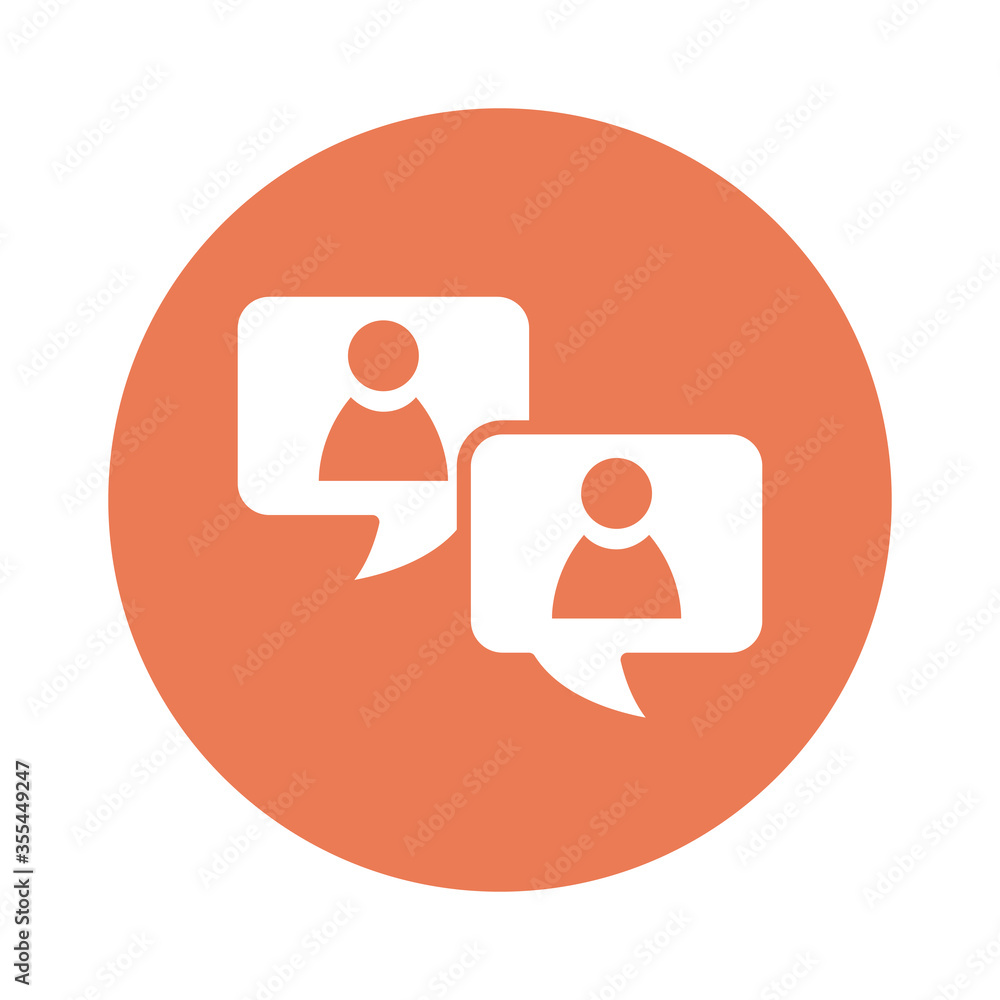 speech bubbles with users block style icon speech bubbles with users block style icon