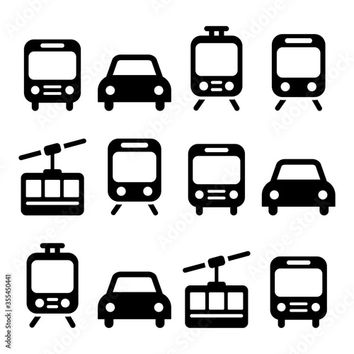  Transport, travel vector icon set isolated on white - car, bus, tram, train, gondola