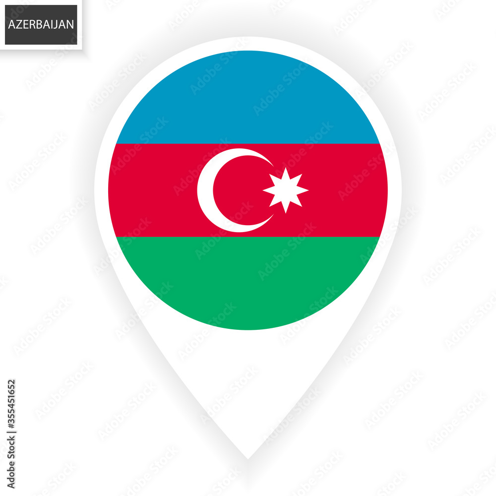Azerbaijan marker icon with shadow on white background. Azerbaijan pin icon isolated on white background. Azerbaijan marker icon with shadow on white background. Azerbaijan pin icon isolated on white background.