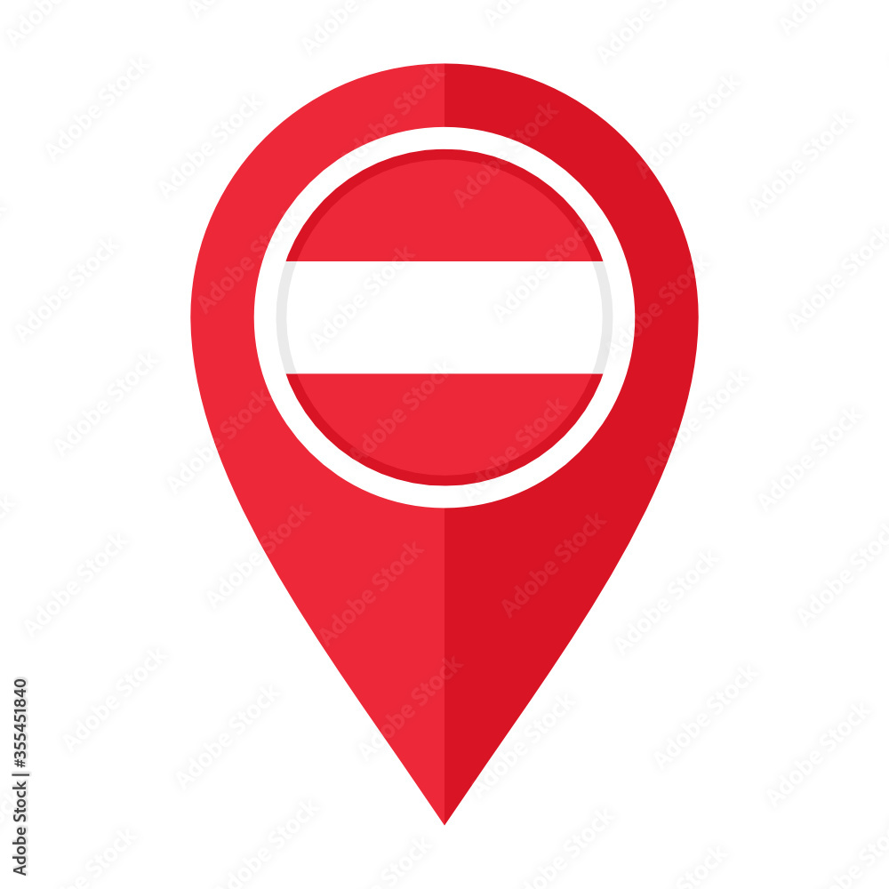 flat map marker icon with austria flag isolated on white background
flat map marker icon with austria flag isolated on white background