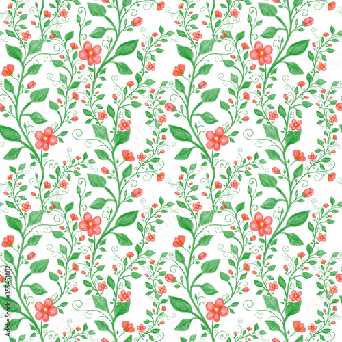 Vintage floral seamless pattern  pencil hand drawn illustration. Vintage floral design for textile  wallpaper or scrapbooking paper.