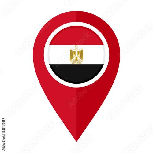 flat map marker icon with egypt flag isolated on white background
