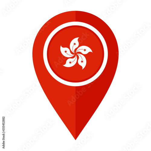 flat map marker icon with hong kong flag isolated on white background
