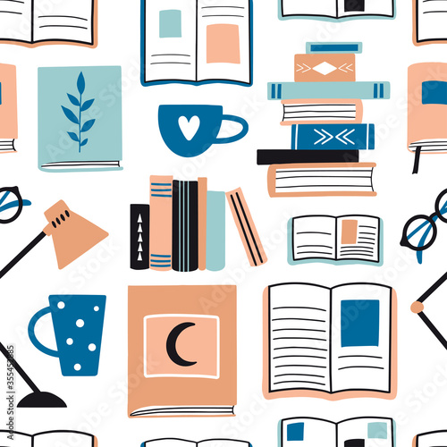 Seamless pattern with books