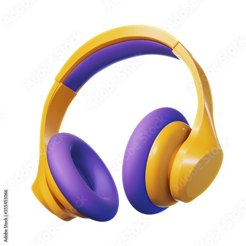 3d rendered stylized headphones icon