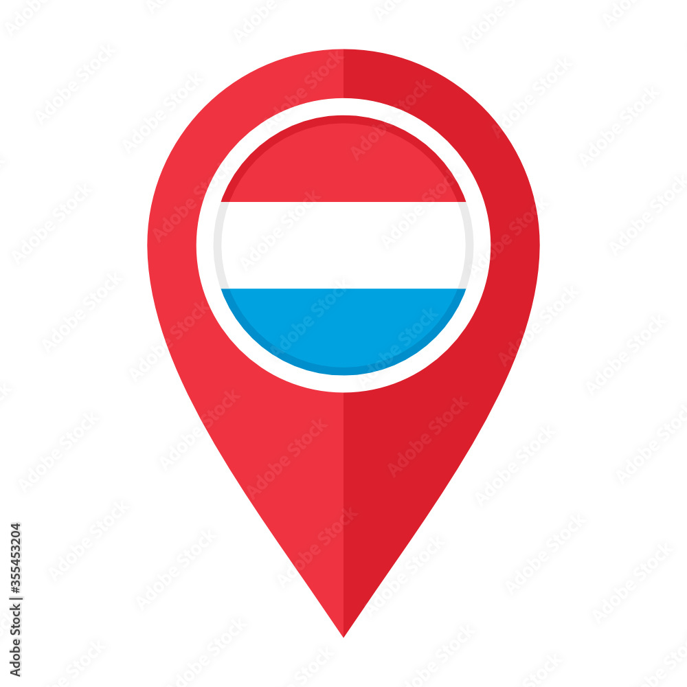 Obraz premium flat map marker icon with luxembourg flag. vector illustration isolated on white background