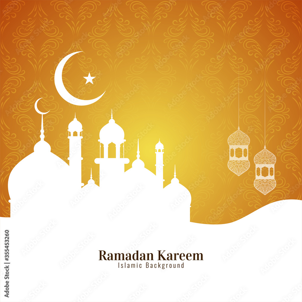 Ramadan Kareem Islamic festival yellow bright background