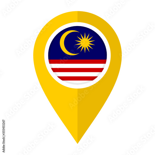 flat map marker icon with malaysia flag. vector illustration isolated on white background