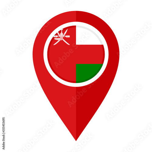 flat map marker icon with oman flag isolated on white background
