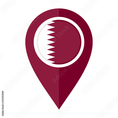 flat map marker icon with qatar flag isolated on white background
