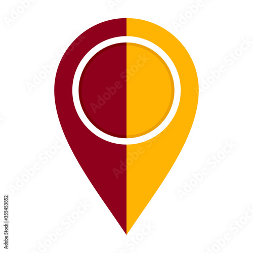 flat map marker icon with rome flag isolated on white background
