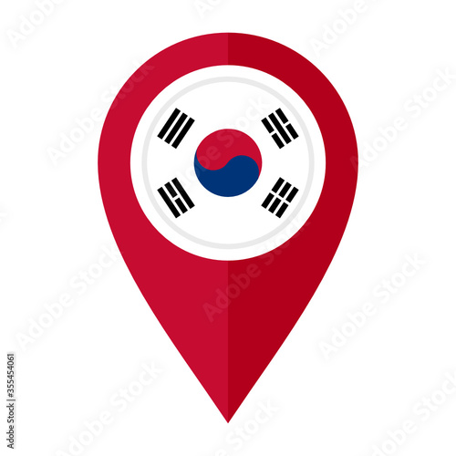 flat map marker icon with south korea flag. vector illustration isolated on white background