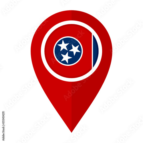 flat map marker icon with tennessee flag. vector illustration isolated on white background photo