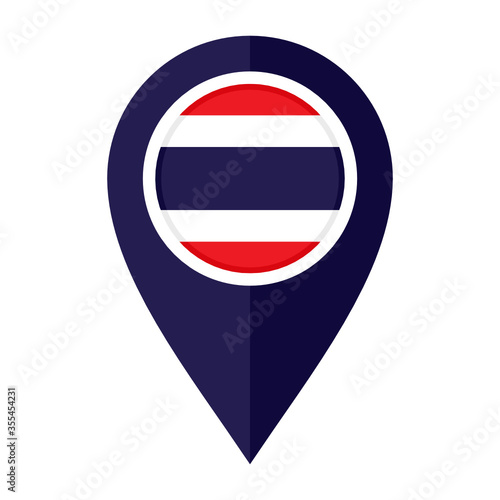 flat map marker icon with thailand flag. vector illustration isolated on white background