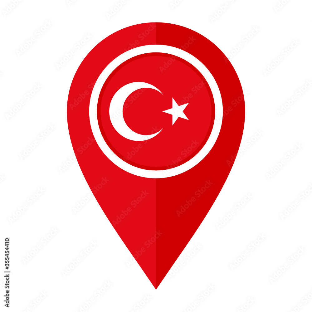 flat map marker icon with turkey flag isolated on white background
flat map marker icon with turkey flag isolated on white background