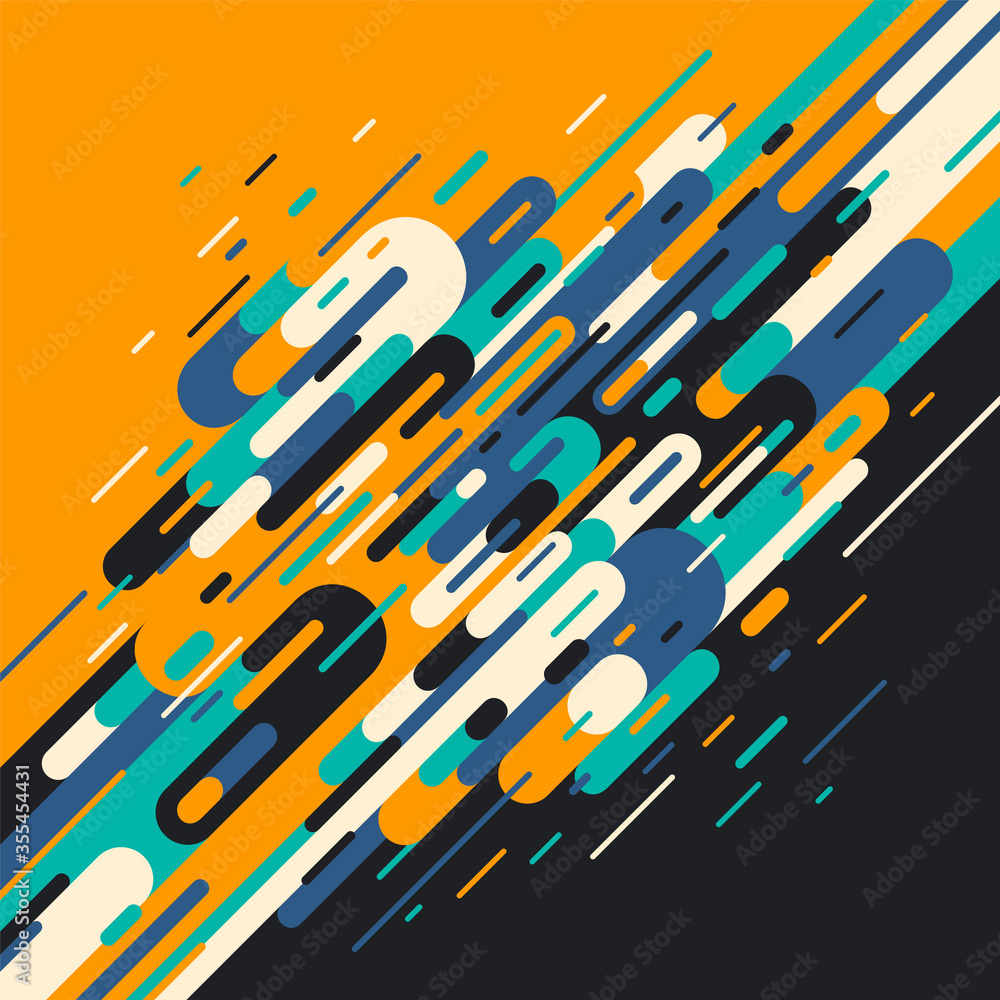 Retro style abstraction in color. Pattern made of rounded shapes and lines. Vector illustration. Retro style abstraction in color. Pattern made of rounded shapes and lines. Vector illustration.