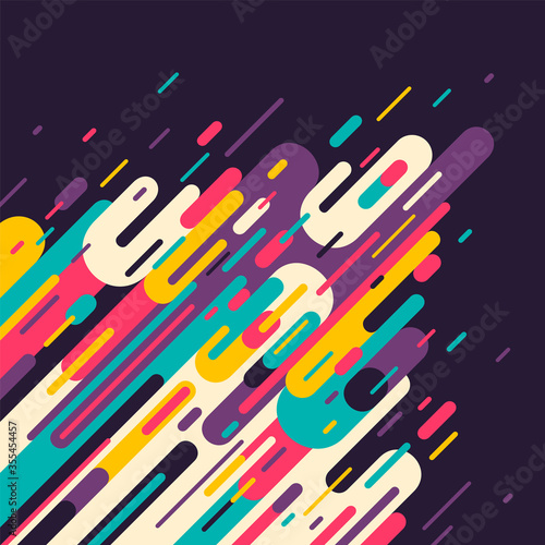 Retro style abstract background, with lined up rounded objects and stripes. Vector illustration.
