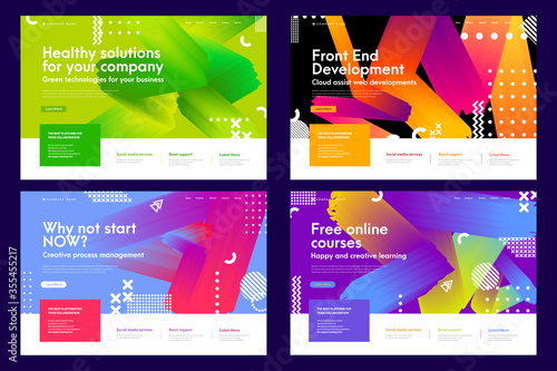 Set of colorful effective abstract website templates. Modern flat trendy design vector illustration concepts of web page design for internet and mobile website development. Easy to edit and customize