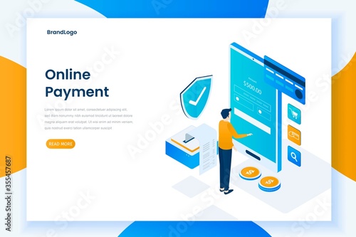 Flat design Online payment illustration landing page. Illustration for websites, landing pages, mobile applications, posters and banners