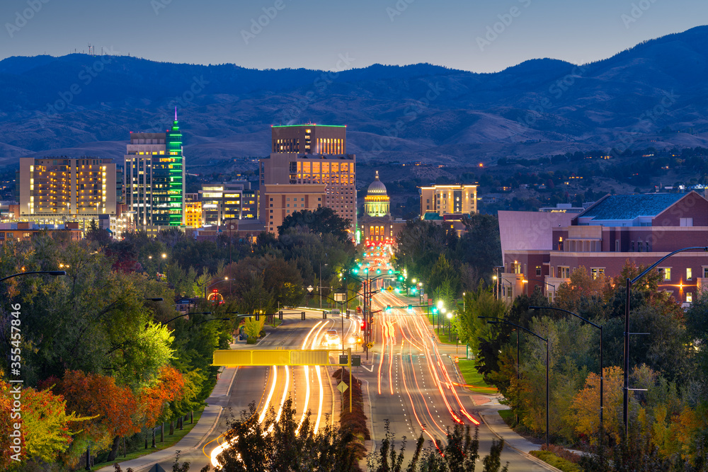 Boise, Idaho, USA downtown cityscape at twilight. - obrazy, fototapety, plakaty 
