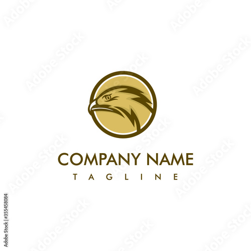 Golden eagle logo design template. Awesome a golden eagle logo. A golden eagle circle lineart logotype.