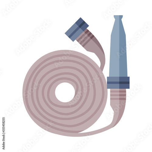 Fire Hose Reel, Firefighting Equipment Flat Style Vector Illustration on White Background
