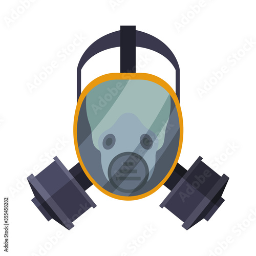 Firefighter Oxygen Mask, Fire Fighting Equipment Flat Style Vector Illustration on White Background