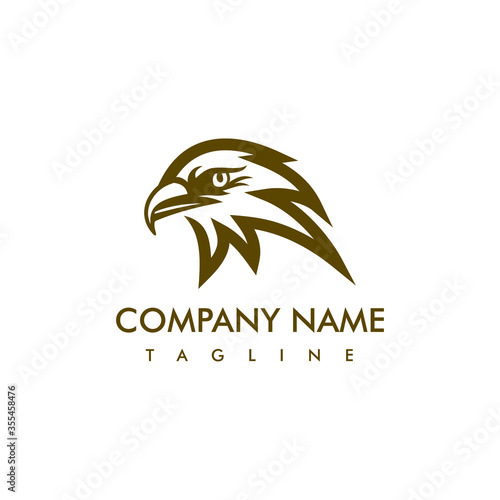 Golden eagle logo design template. Awesome a golden eagle logo. A golden eagle lineart logotype.