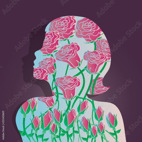 double exposure of flower and woman
