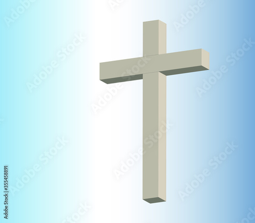 3D cross on a blue sky background