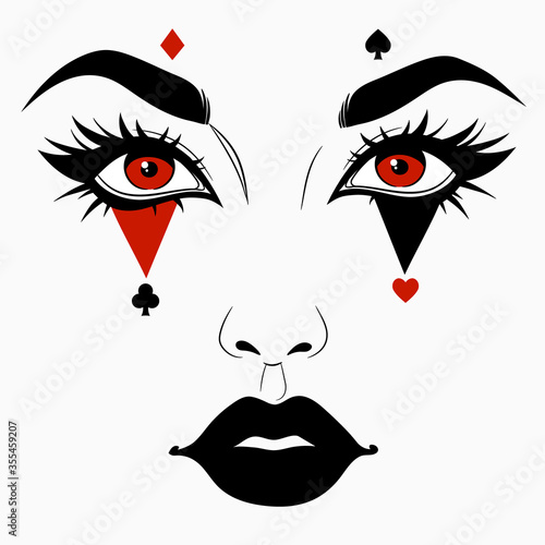 woman face with joker makeup