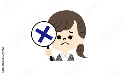 バツ印を出すスーツ姿の女性イラスト（主線なし）