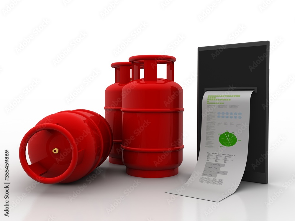 3D rendering illustration mobile booking Gas Cylinder 3D rendering illustration mobile booking Gas Cylinder